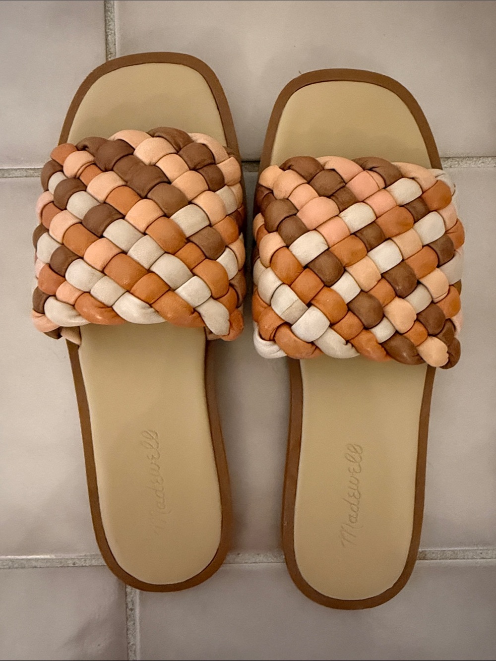 Madewell Braided Slide Sandals in Brown, Tan, Cream